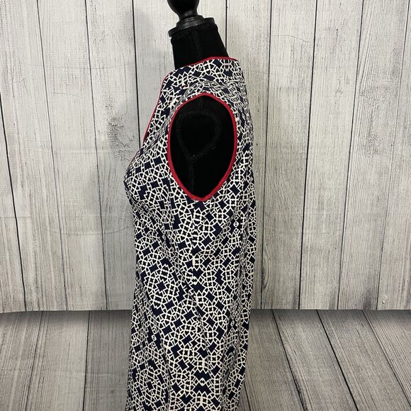 Eliza J Woman's Size 6 Blue and White Sleeveless Shift Dress Y2K - Picture 6 of 10